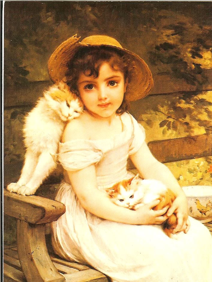 Ragazza con gattini